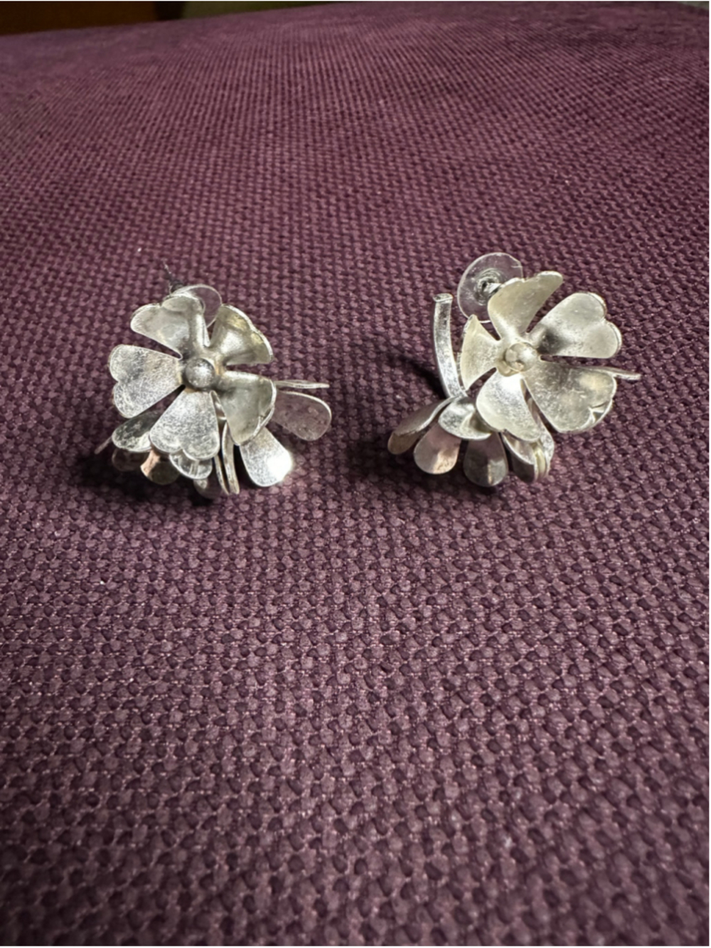 Plunder Silver Flower Hoop Earrings